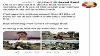Cevad Zarif: Yemen savaşının sona ermesi, herkes için tek çözüm yoludur