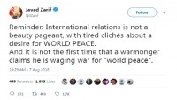 İran dışişleri bakanından Trump’ın dünya barışına ilişkin twitine cevap