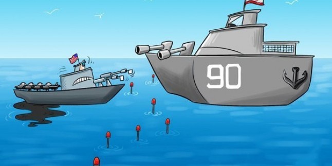 Karikatür-İran Donanması, ABD Donanmasının Gözlem Sahasını İyice Daralttı