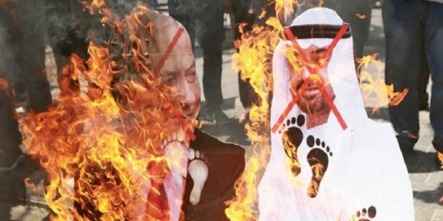 Yemen’de Bin Zayid posterleri ve Siyonist rejim bayrağı ateşe verildi
