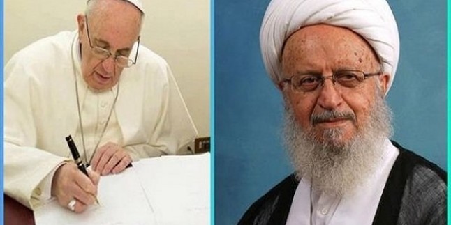 Papa’dan Ayetullah Mekarim Şirazi’ye teşekkür mektubu