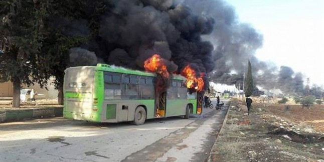 Teröristler Fua ve Keferya’da otobüsleri ateşe verdiler