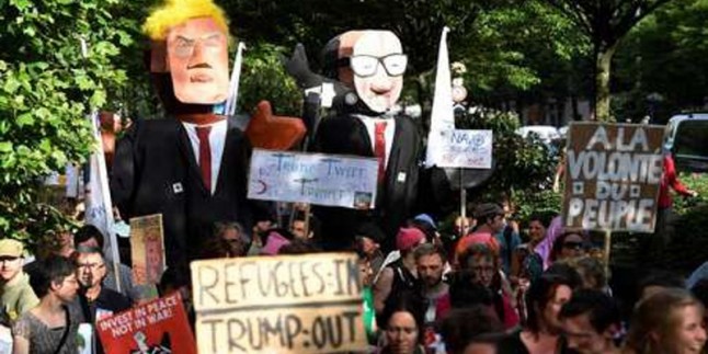 Brüksel’de Trump’a büyük protesto