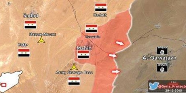Foto: Suriye’nin Homs kentinin güneydoğusunda son durumu gösteren harita…