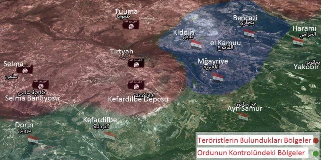 Foto: Suriye’nin Lazkiye kırsalında son duruma ışık tutan harita…